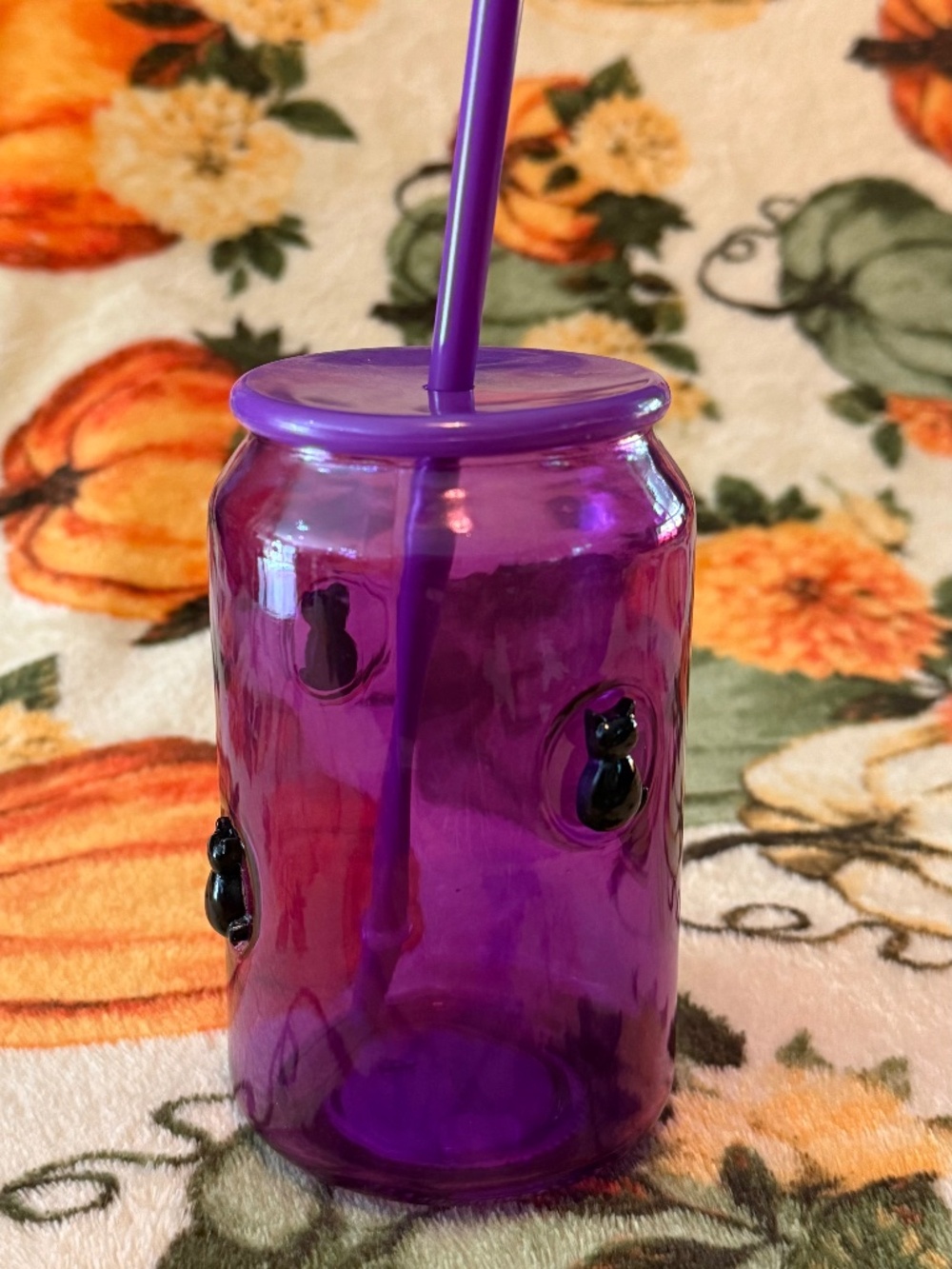 Viral TikTok Halloween Cat Tumbler with lid and straw